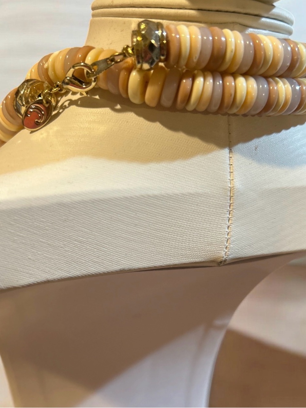 Beaded Layered Necklace in Cream and Gold - Picture 3 of 3
